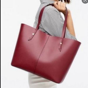 NWT J.Crew Devon bonded leather tote in oxblood